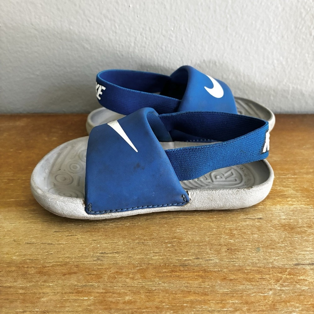 Nike Kawa Slide Strap Sandals Royal Blue Gray Baby Toddler Size 6C 6 - Picture 5 of 8